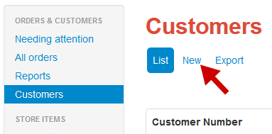 Click on the 'new' tab in the customer menu.