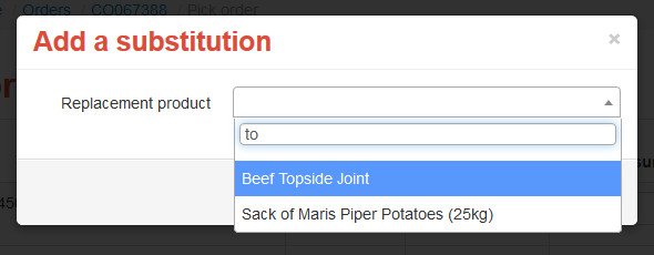 Substituting a product in an order